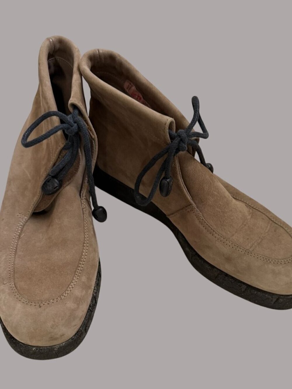 Arche Womens Taupe Suede Ankle Boots Made In France With Black Rubber Soles